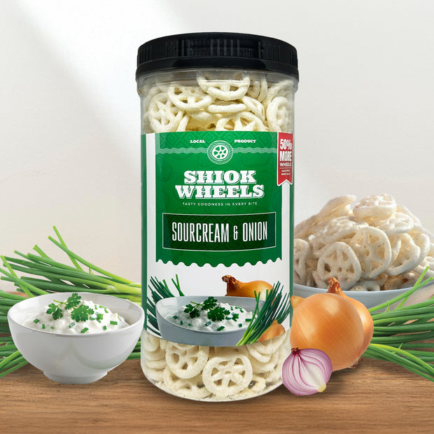 <h5>SHIOK WHEELS <strong>®</strong></h5><h3><span style="text-decoration:underline">sourcream<br/>& ONION</span></h3>